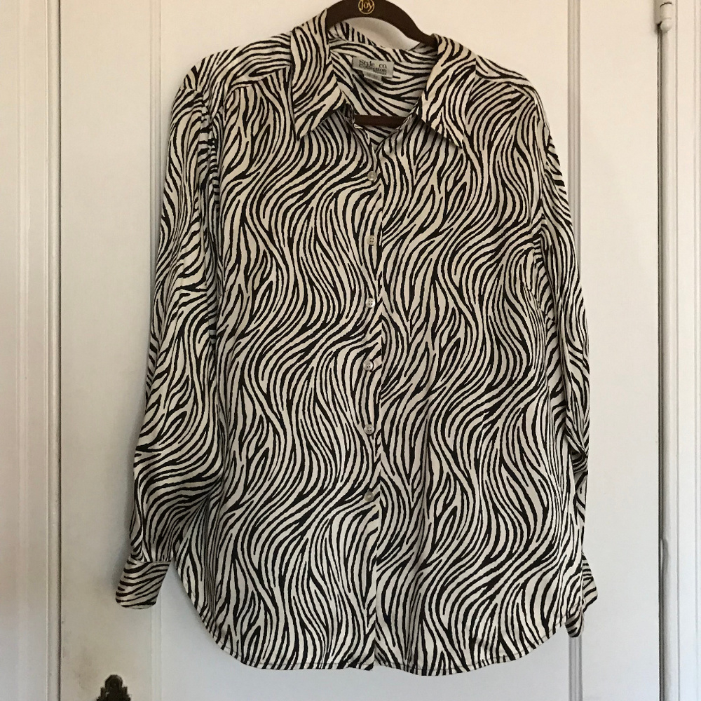 Style & Co Silk Zebra Print Shirt - Size 16W